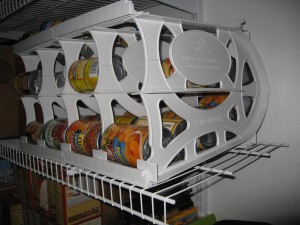 Rather full, and sitting on regular wire shelving.