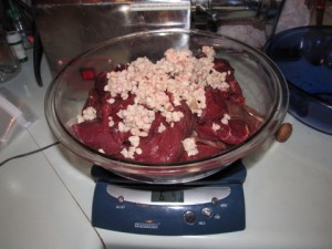 Making elk burger with added beef fat